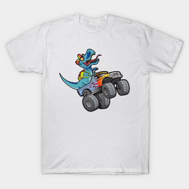 T-Rex Dinosaur Monster Truck T-Shirt by tobzz